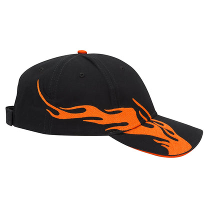 OTTO CAP 58-755 6 Panel Low Profile Baseball Cap US Flag Flame Design Hat