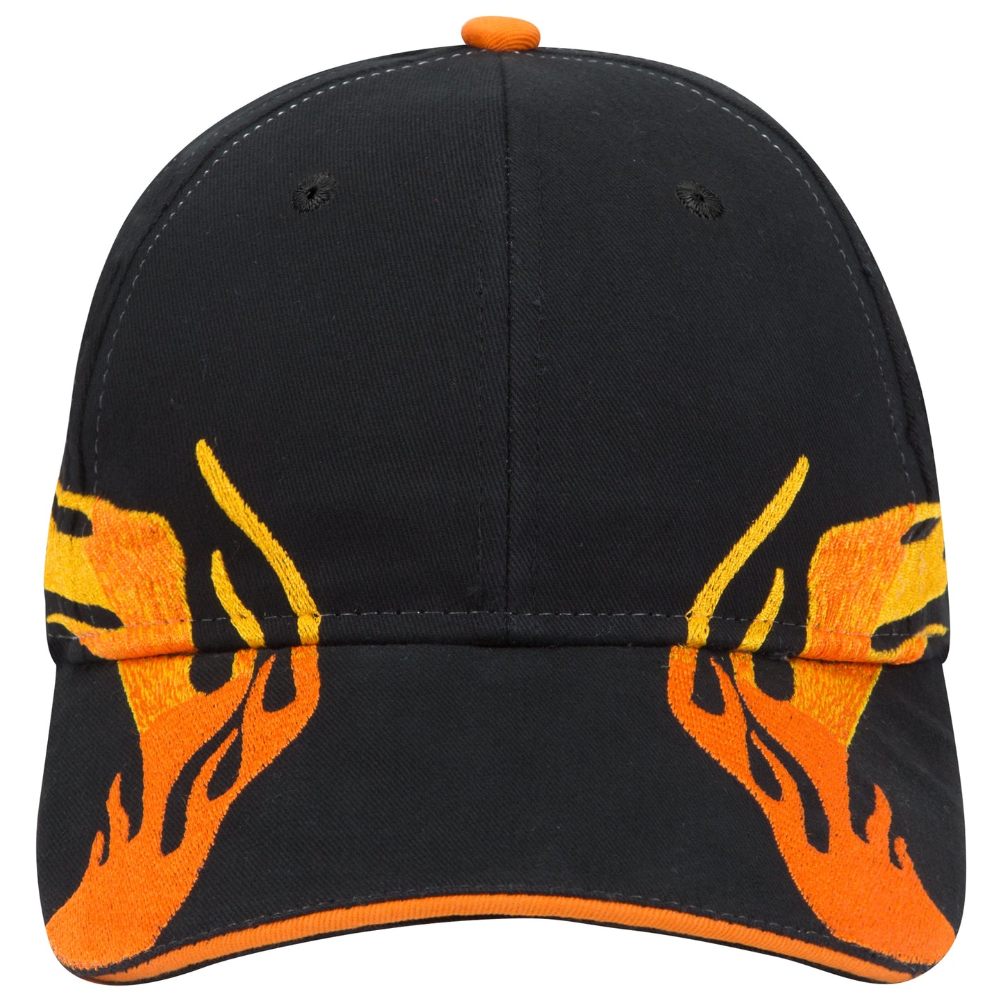 OTTO CAP 58-755 6 Panel Low Profile Baseball Cap US Flag Flame Design Hat
