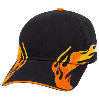 OTTO CAP 58-755 6 Panel Low Profile Baseball Cap US Flag Flame Design Hat