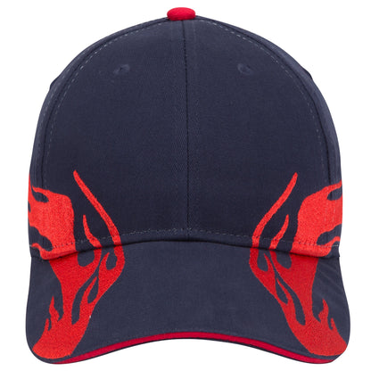 OTTO CAP 58-755 6 Panel Low Profile Baseball Cap US Flag Flame Design Hat