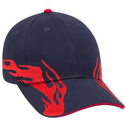 OTTO CAP 58-755 6 Panel Low Profile Baseball Cap US Flag Flame Design Hat