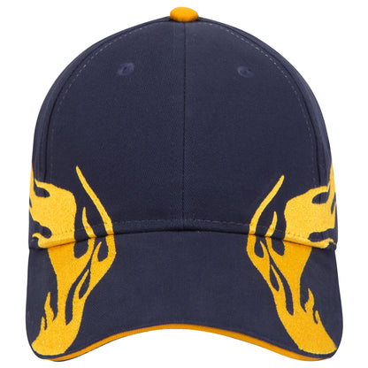OTTO CAP 58-755 6 Panel Low Profile Baseball Cap US Flag Flame Design Hat