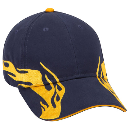 OTTO CAP 58-755 6 Panel Low Profile Baseball Cap US Flag Flame Design Hat