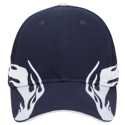 OTTO CAP 58-755 6 Panel Low Profile Baseball Cap US Flag Flame Design Hat