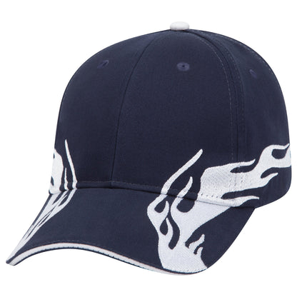OTTO CAP 58-755 6 Panel Low Profile Baseball Cap US Flag Flame Design Hat