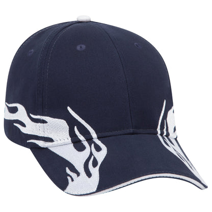 OTTO CAP 58-755 6 Panel Low Profile Baseball Cap US Flag Flame Design Hat