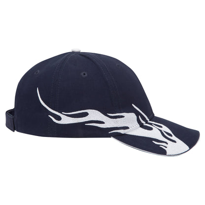 OTTO CAP 58-755 6 Panel Low Profile Baseball Cap US Flag Flame Design Hat