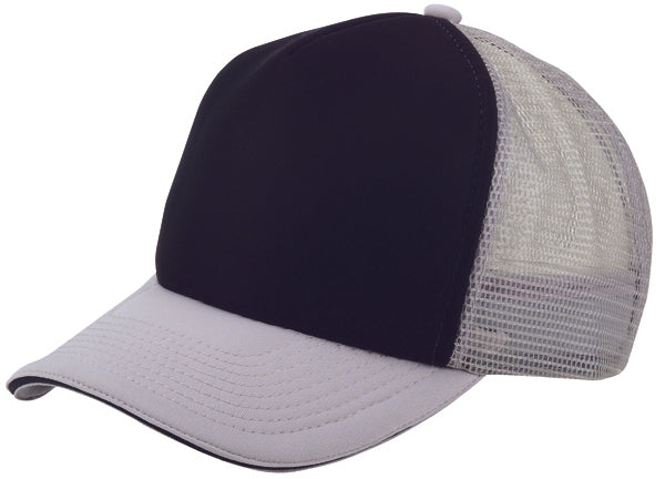 Nissun Cap 5PMS 5 Panel Mesh Back Trucker Hat with Sandwich Bill