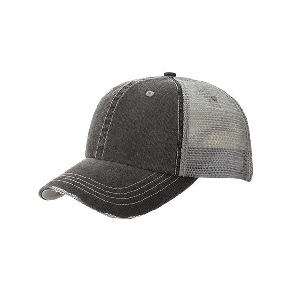 Mega Cap 6990 Washed Herringbone Cotton Twill Trucker Cap