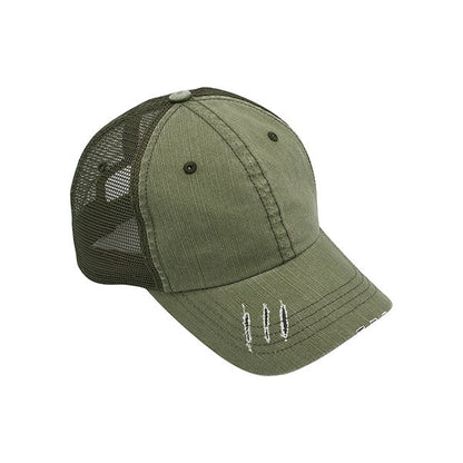 Mega Cap 6990 Washed Herringbone Cotton Twill Trucker Cap