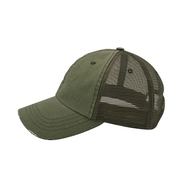 Mega Cap 6990 Washed Herringbone Cotton Twill Trucker Cap