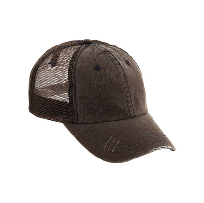 Mega Cap 6990 Washed Herringbone Cotton Twill Trucker Cap