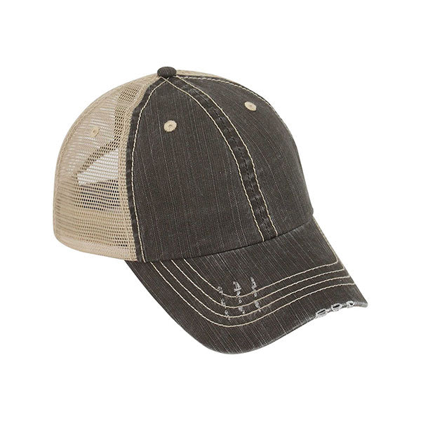 Mega Cap 6990 Washed Herringbone Cotton Twill Trucker Cap