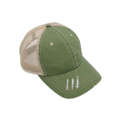 Mega Cap 6990 Washed Herringbone Cotton Twill Trucker Cap