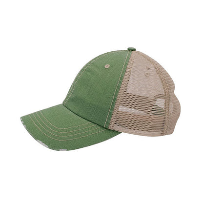 Mega Cap 6990 Washed Herringbone Cotton Twill Trucker Cap