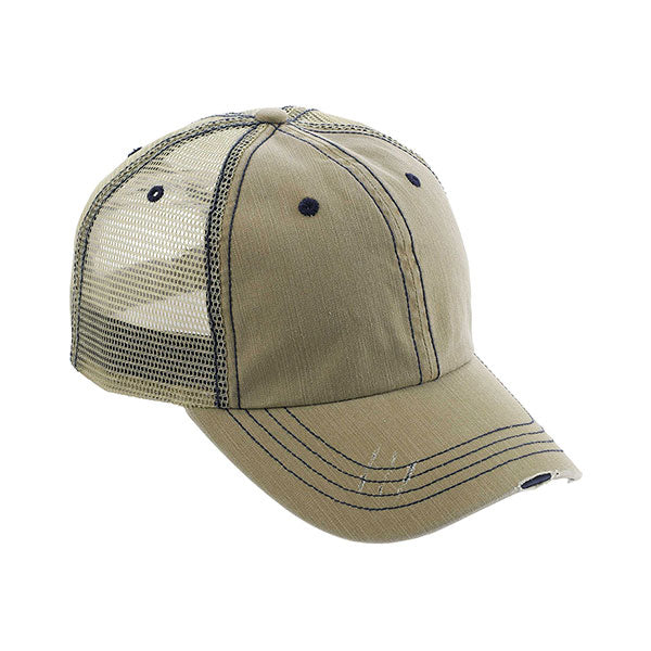 Mega Cap 6990 Washed Herringbone Cotton Twill Trucker Cap