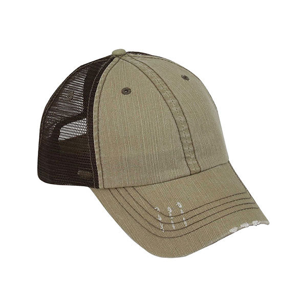 Mega Cap 6990 Washed Herringbone Cotton Twill Trucker Cap