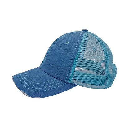 Mega Cap 6990 Washed Herringbone Cotton Twill Trucker Cap