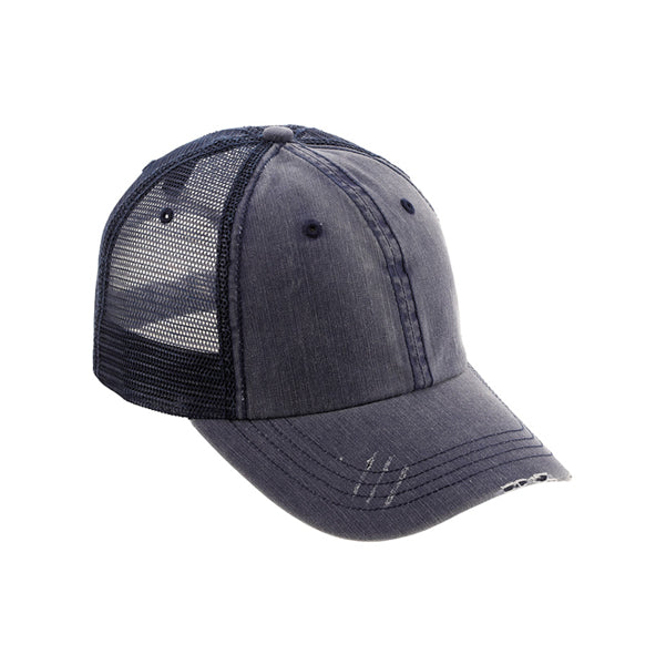 Mega Cap 6990 Washed Herringbone Cotton Twill Trucker Cap