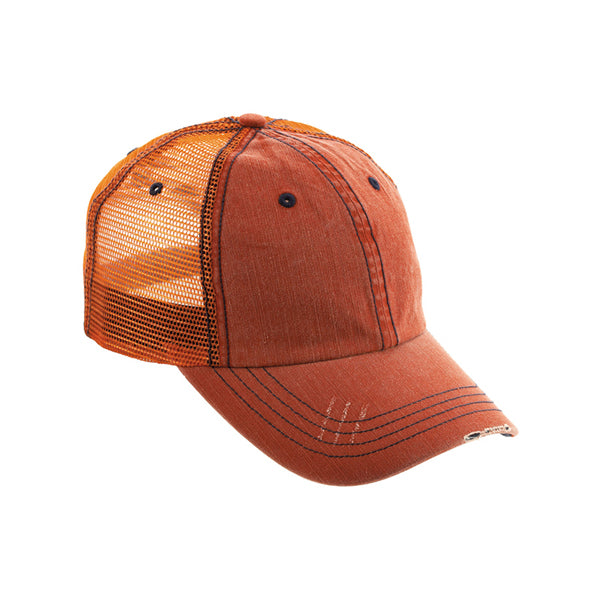 Mega Cap 6990 Washed Herringbone Cotton Twill Trucker Cap