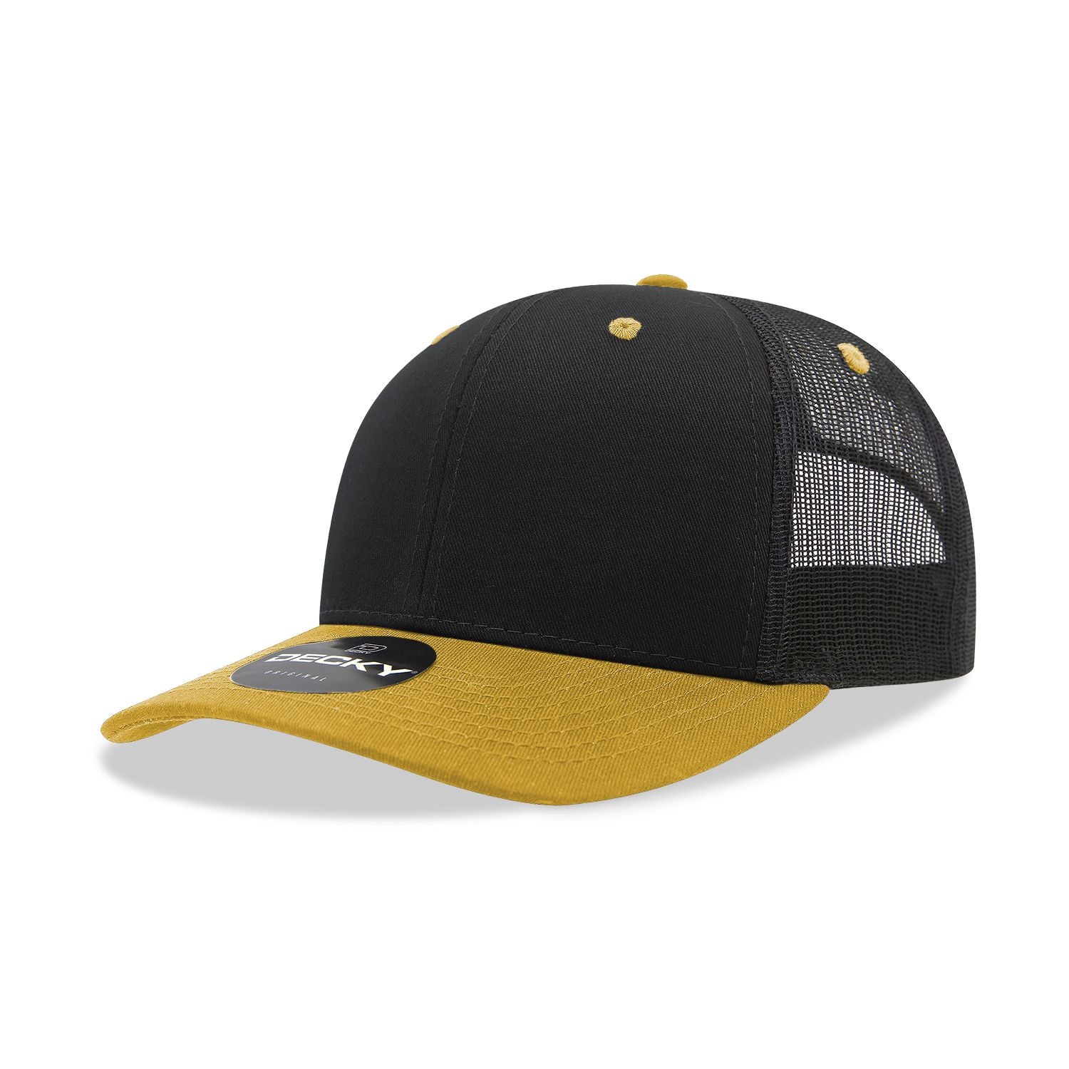 Decky 6021 Classic Trucker Hat, 6 Panel Mid Profile Trucker Cap