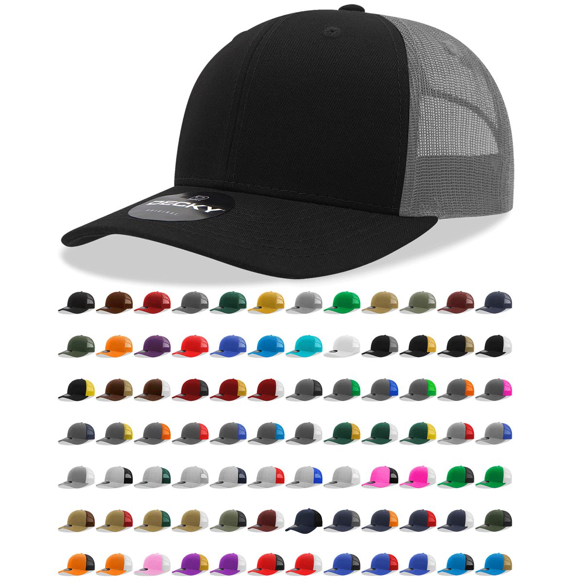 Decky 6021 Classic Trucker Hat, 6 Panel Mid Profile Trucker Cap (Colors 2 of 2) - Blank