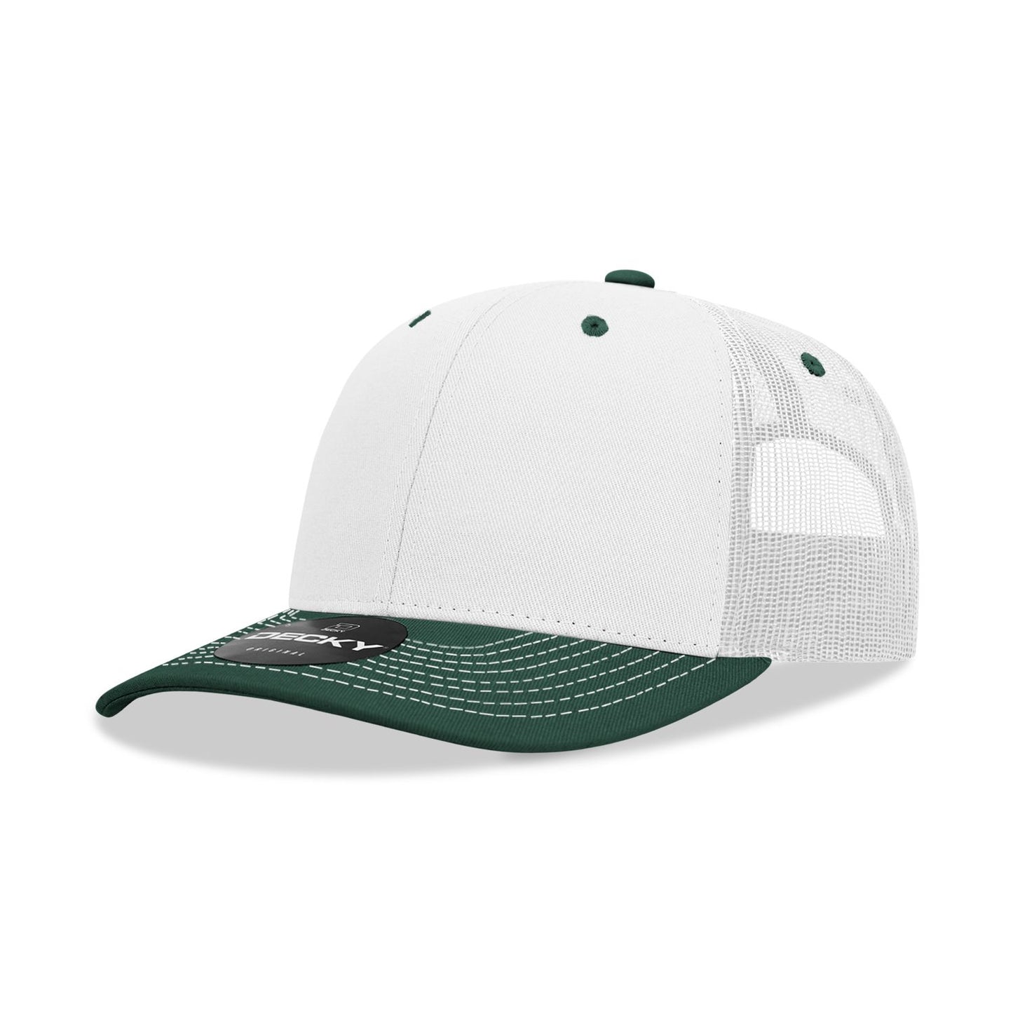 Decky 6031 6 Panel Mid Profile Structured Contra-Stitch Trucker Hat - Blank