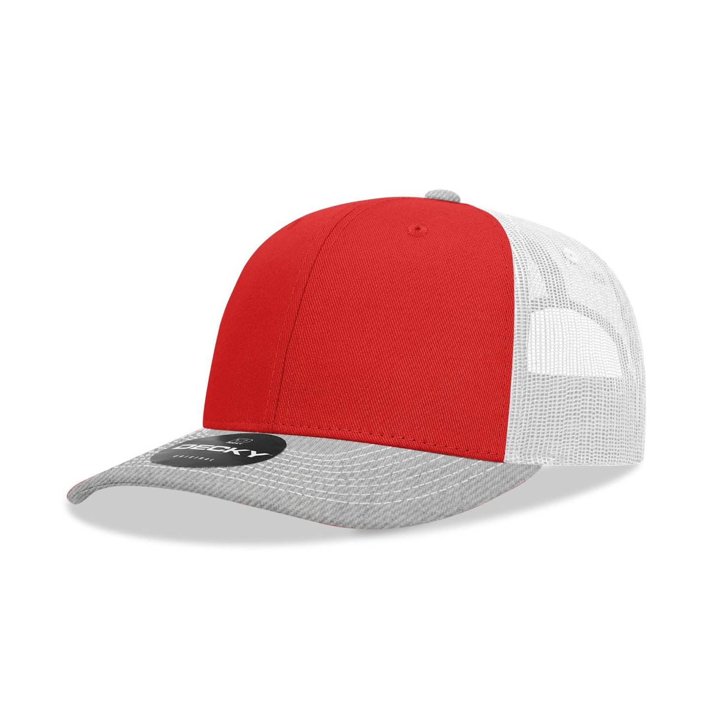 Decky 6031 6 Panel Mid Profile Structured Contra-Stitch Trucker Hat - Blank