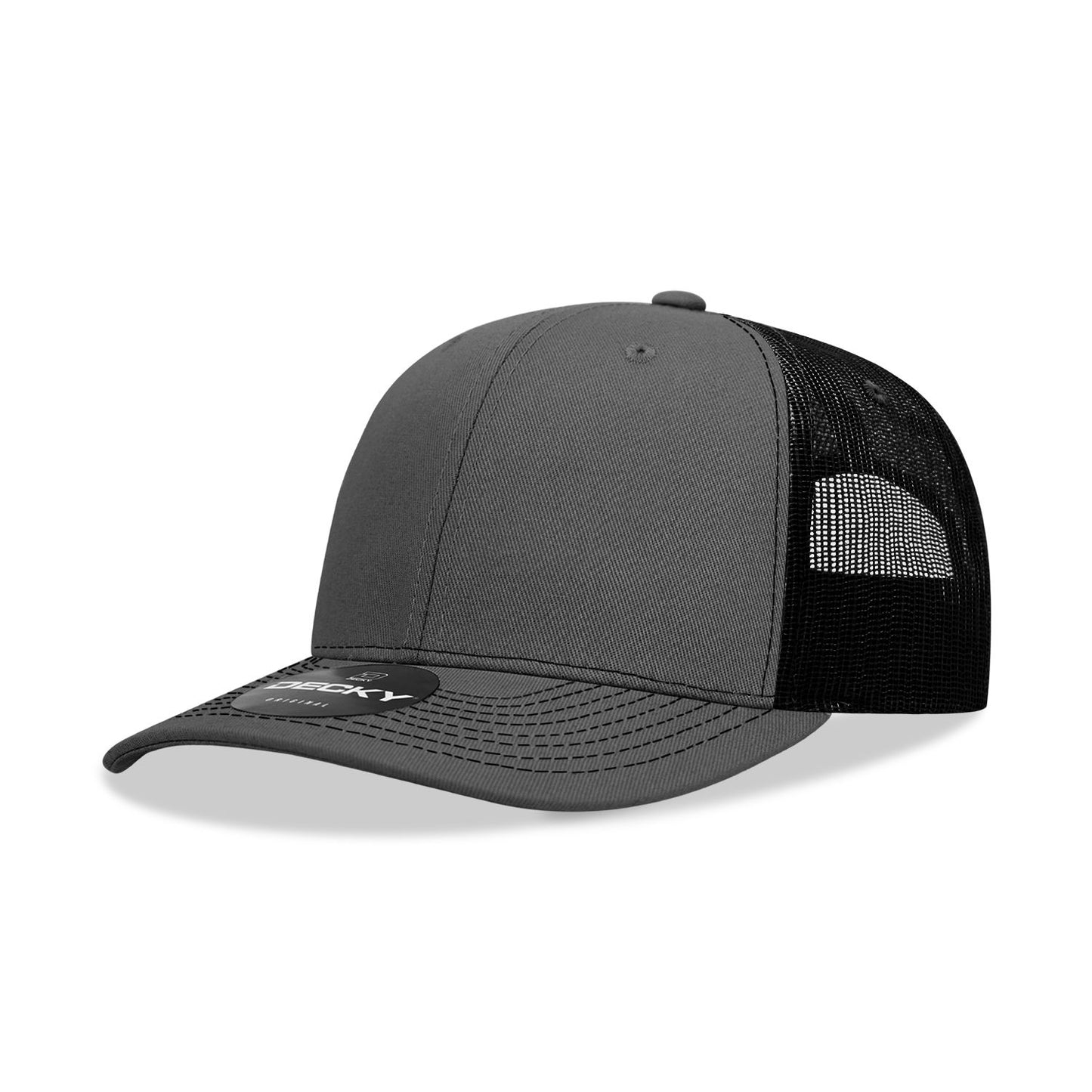 Decky 6031 6 Panel Mid Profile Structured Contra-Stitch Trucker Hat - Blank