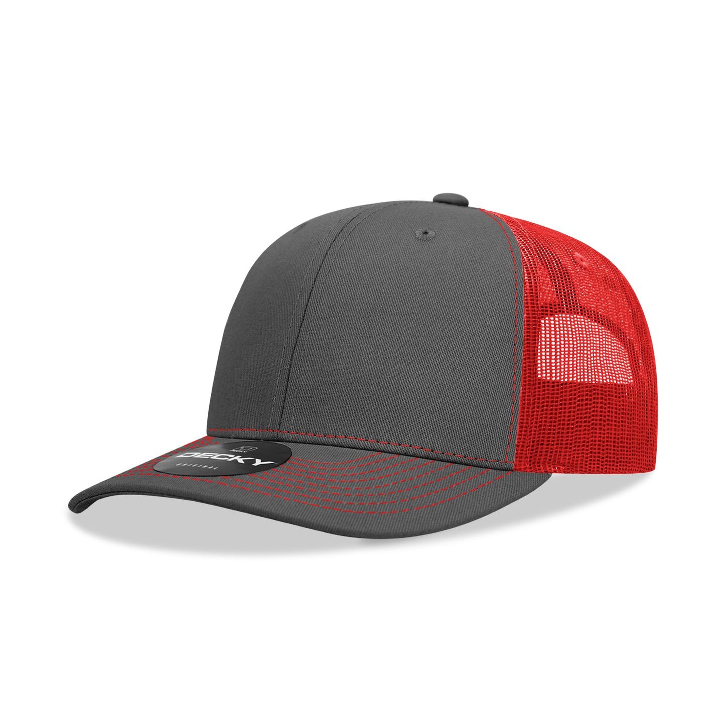 Decky 6031 6 Panel Mid Profile Structured Contra-Stitch Trucker Hat - Blank