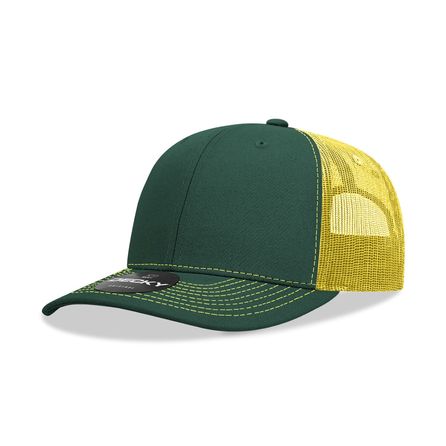 Decky 6031 6 Panel Mid Profile Structured Contra-Stitch Trucker Hat - Blank