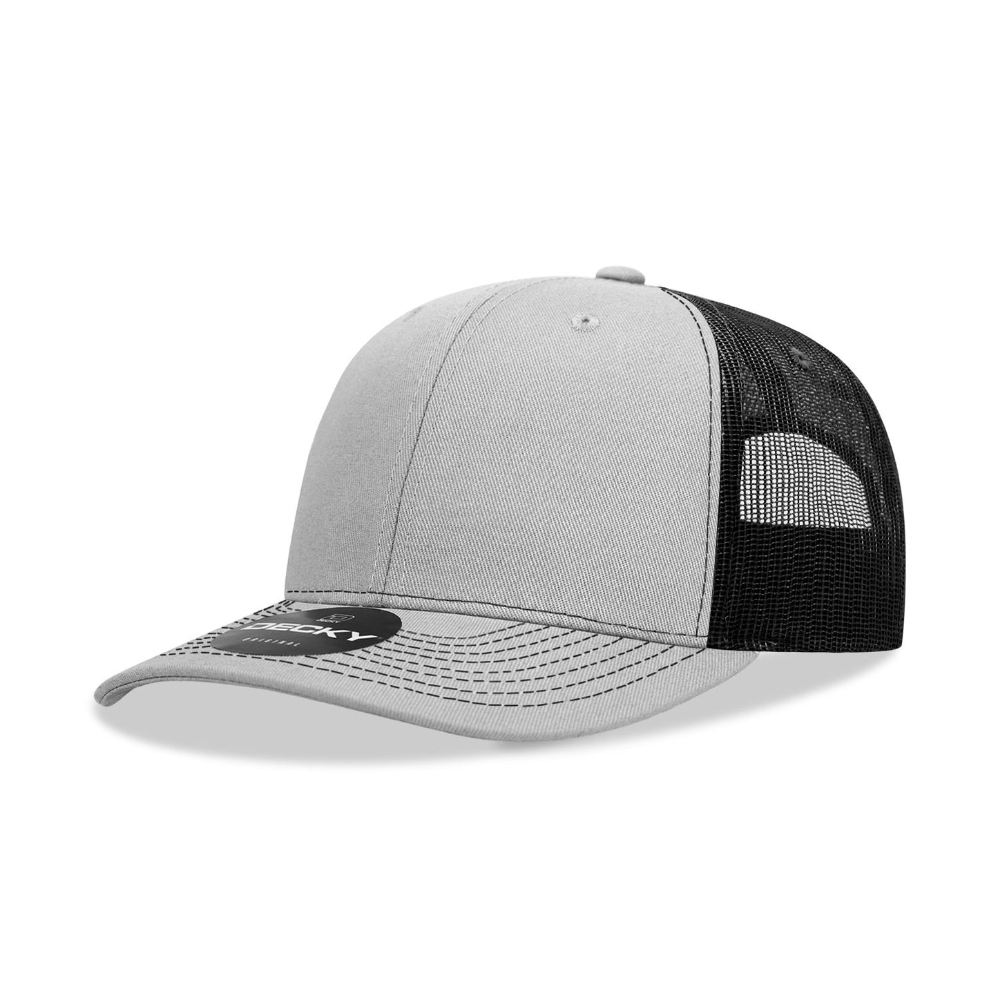 Decky 6031 6 Panel Mid Profile Structured Contra-Stitch Trucker Hat - Blank