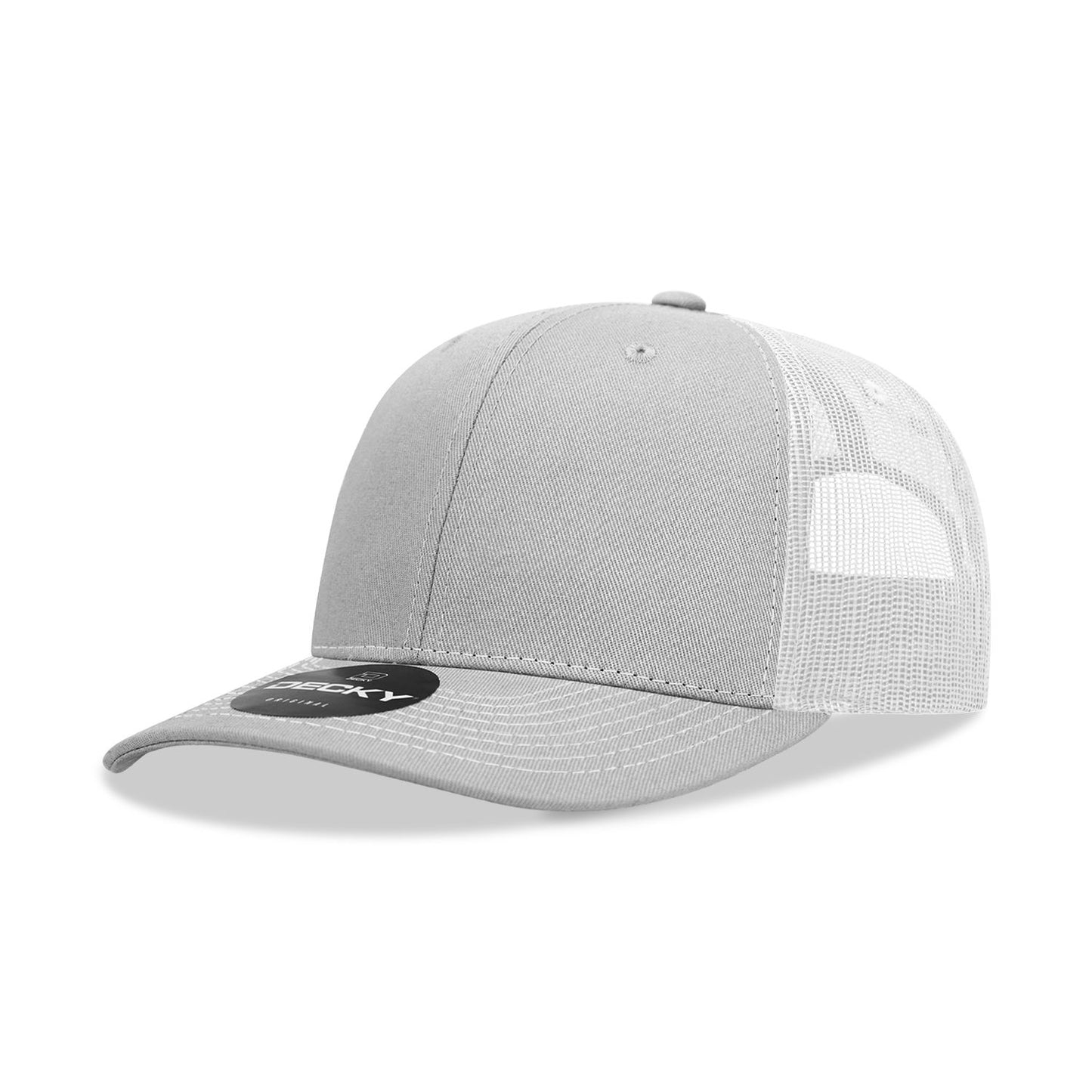 Decky 6031 6 Panel Mid Profile Structured Contra-Stitch Trucker Hat - Blank