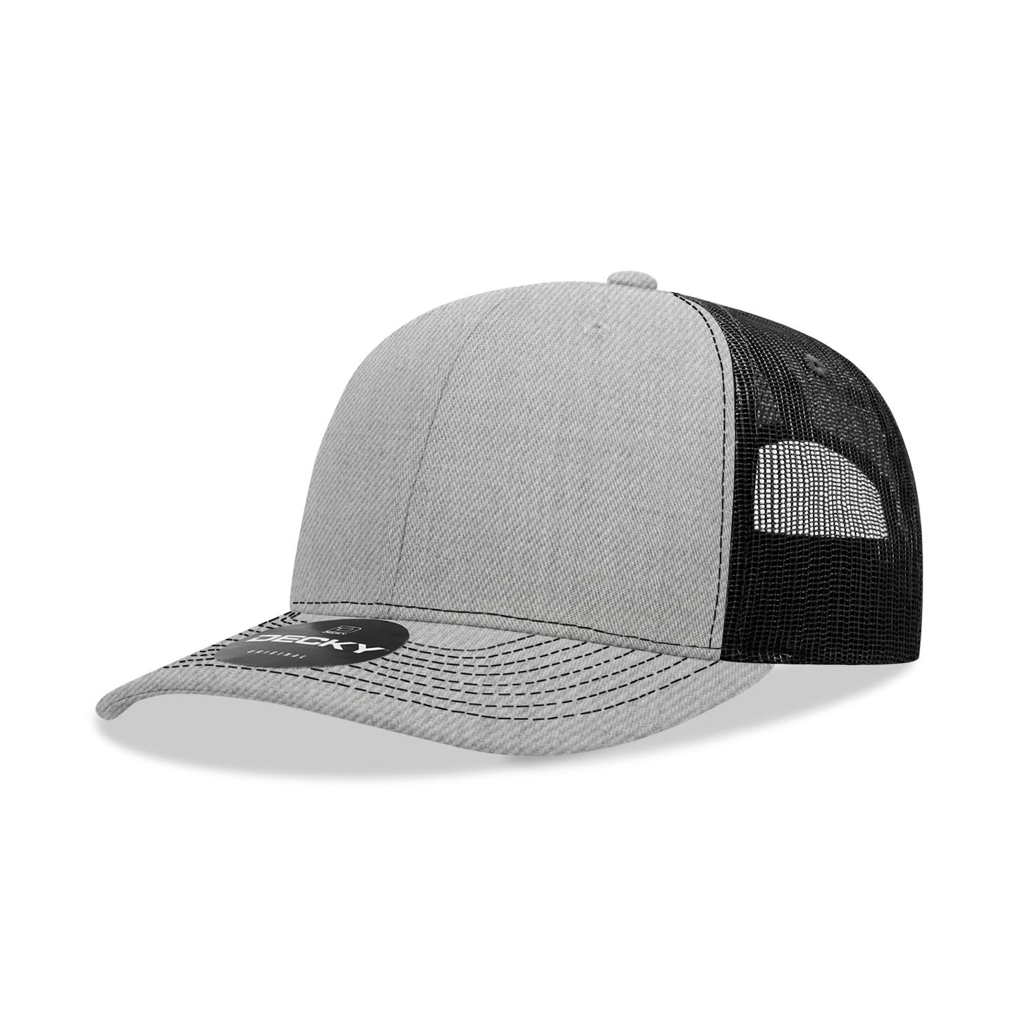 Decky 6031 6 Panel Mid Profile Structured Contra-Stitch Trucker Hat - Blank