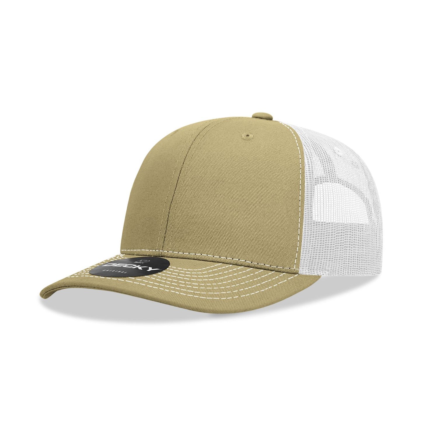 Decky 6031 6 Panel Mid Profile Structured Contra-Stitch Trucker Hat - Blank