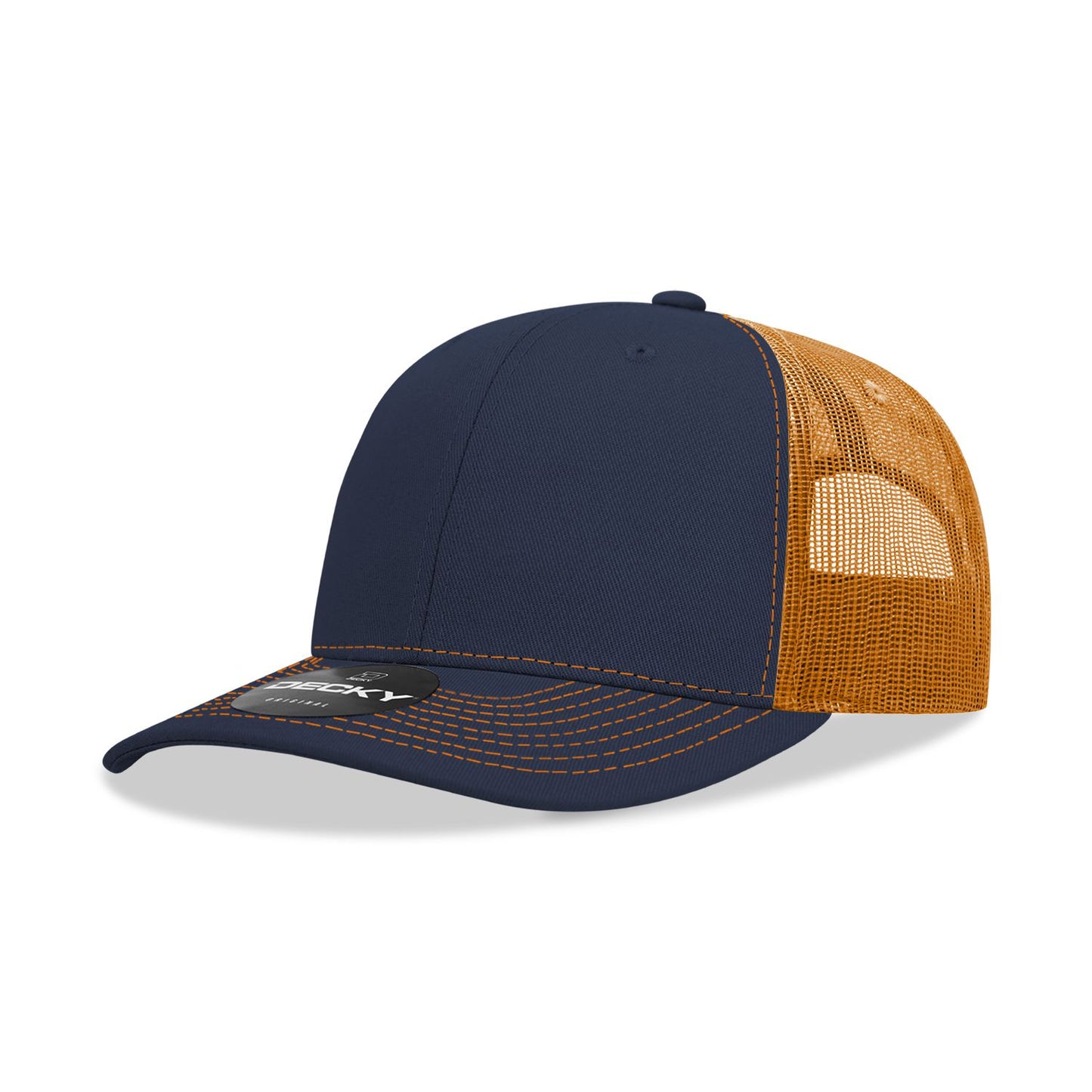 Decky 6031 6 Panel Mid Profile Structured Contra-Stitch Trucker Hat - Blank