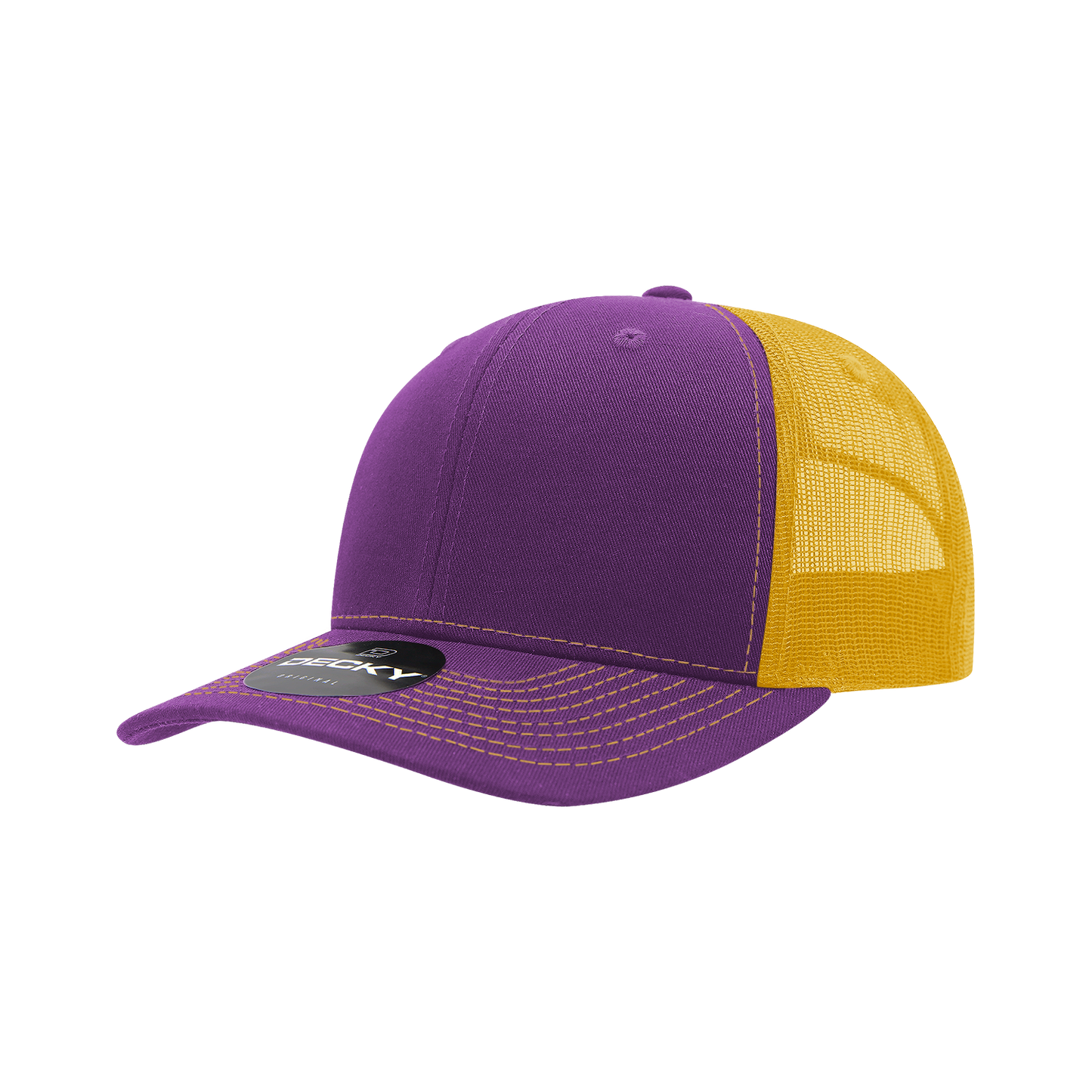 Decky 6031 6 Panel Mid Profile Structured Contra-Stitch Trucker Hat (Colors 2 of 2) - Blank