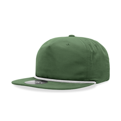 Decky 6032 Classic Rope Hat 5 Panel Flat Bill Cap Snapback - Blank
