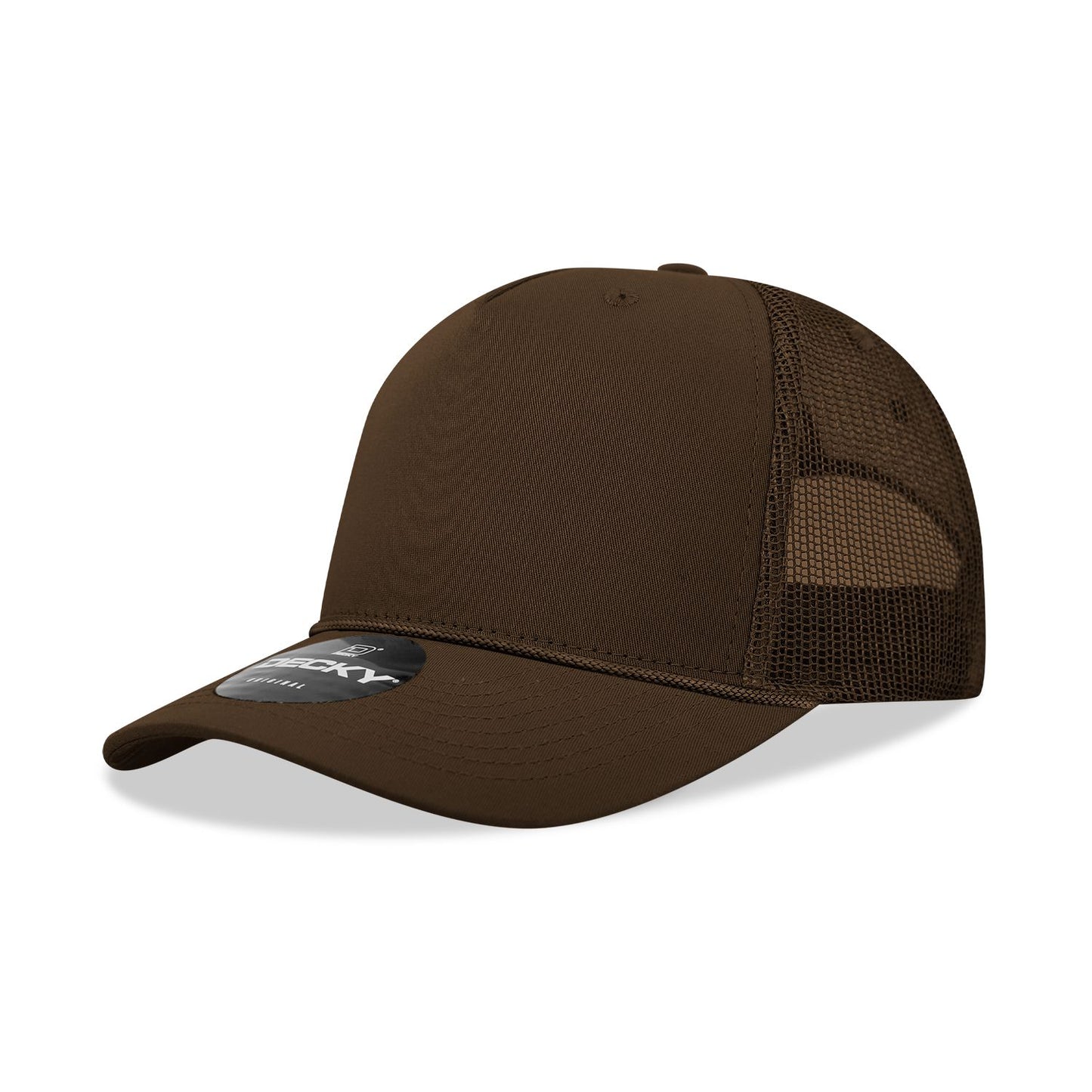 Decky 6040 5 Panel Mid Profile Structured Cotton/Poly Blend Trucker Hat with Rope - Blank