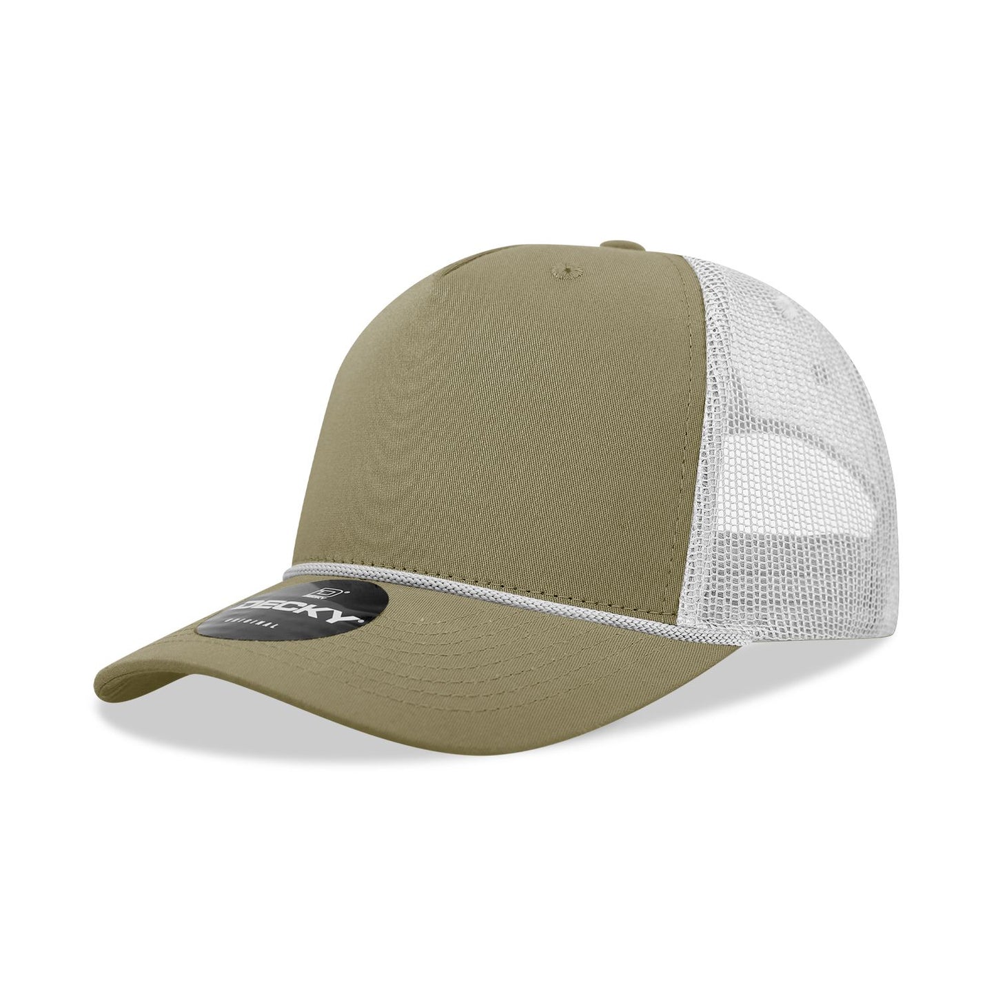 Decky 6040 5 Panel Mid Profile Structured Cotton/Poly Blend Trucker Hat with Rope - Blank