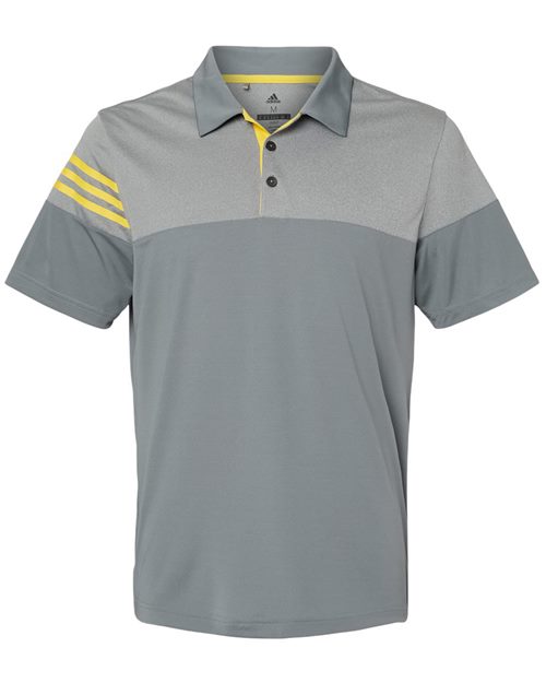 Adidas A213 Men's Heathered 3-Stripes Colorblocked Polo
