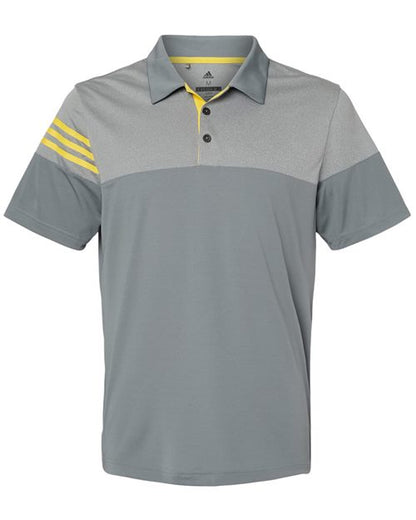 Adidas A213 Men's Heathered 3-Stripes Colorblocked Polo