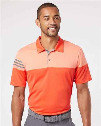 Adidas A213 Men's Heathered 3-Stripes Colorblocked Polo