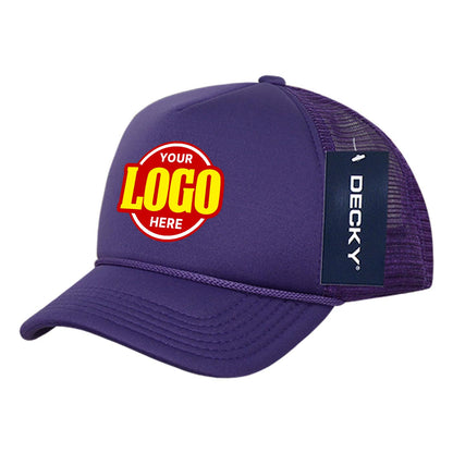 Custom Embroidered Decky 7010 - Youth 5 Panel Mid Profile Structured Foam Trucker, Kids Foam Trucker Hat, Mesh Back