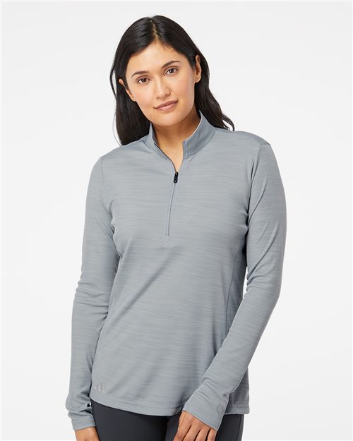 Adidas A476 Women's Lightweight Mélange Quarter-Zip Pullover - Star Hats & Embroidery