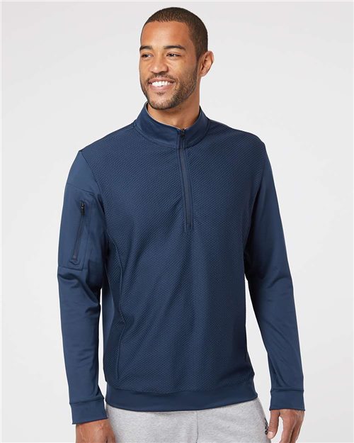 Adidas A295 Men's Textured Quarter-Zip Pullover - Star Hats & Embroidery