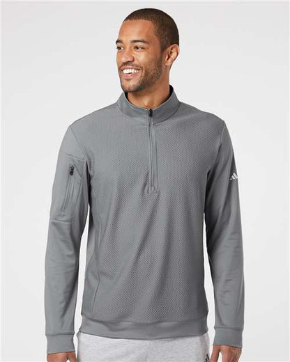 Adidas A295 Men's Textured Quarter-Zip Pullover