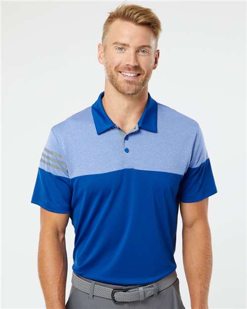 Adidas A213 Men's Heathered 3-Stripes Colorblocked Polo