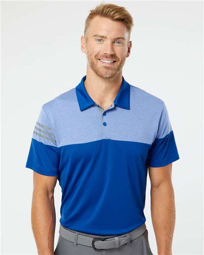 Adidas A213 Men's Heathered 3-Stripes Colorblocked Polo