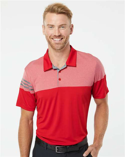 Adidas A213 Men's Heathered 3-Stripes Colorblocked Polo